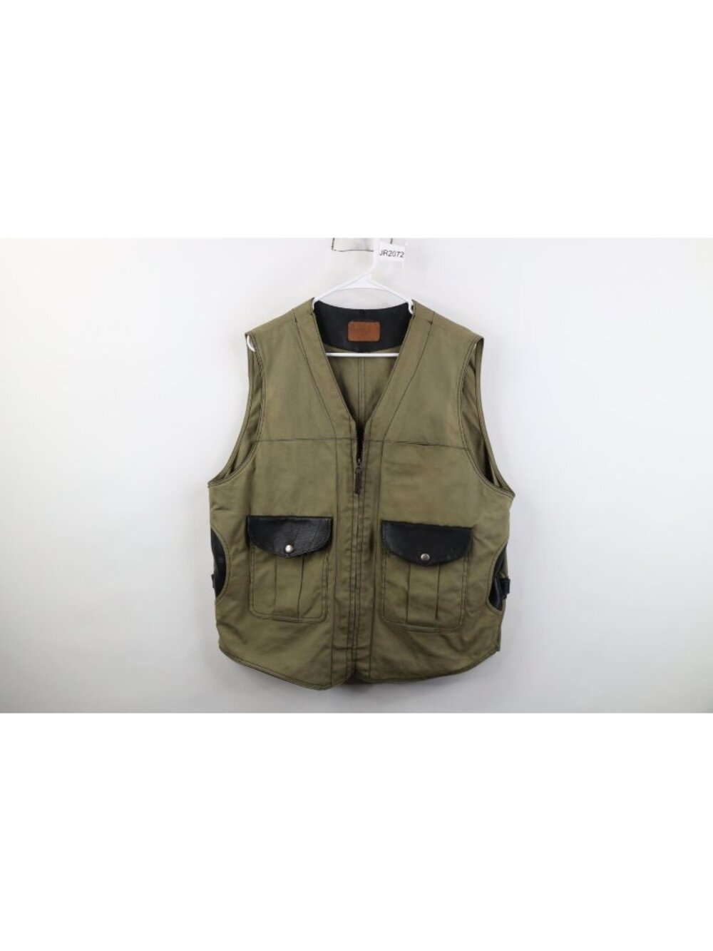 Coronado Leather Mens 46T Leather Trim Waxed Canvas Conceal Carry Vest Jacket